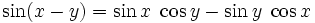  \sin ( x - y ) = \sin x \; \cos y - \sin y \; \cos x 