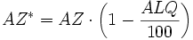 AZ^* = AZ \cdot \left(1 - \frac{ALQ}{100}\right)
