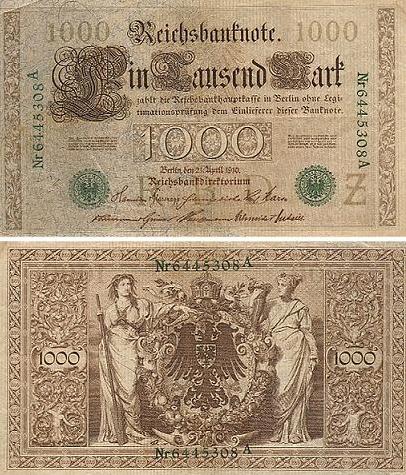 Was wert 1000 dm schein 21 april 1910 http de academic ru pictures dewiki 49 reichsbanknote jpg