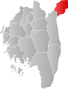 Karte der Fylke Østfold, Kommune Rømskog hervorgehoben
