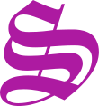 Logo (seit 1982; S-Versalie der Schriftart Manuskript-Gotisch in der Farbe HKS 33 (Veilchen))