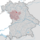 Lage der kreisfreien Stadt Erlangen in Bayern
