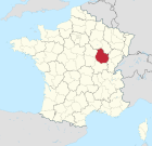 Lage des Departements Côte-d'Or in Frankreich