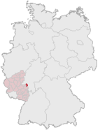 Deutschlandkarte, Lage der Stadt Mainz