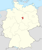 Deutschlandkarte, Position des Landkreises Helmstedt hervorgehoben