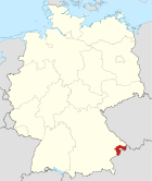 Deutschlandkarte, Position des Landkreises Passau hervorgehoben