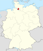 Deutschlandkarte, Position des Kreises Pinneberg hervorgehoben