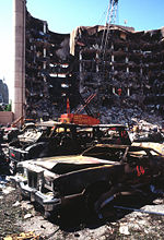 Das Murrah Federal Building in Oklahoma City nach dem Bombenanschlag