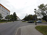 modernisierte Wohnblocks an der Heinrich-Hertz-Straße, rechts Rückbau zu 3-geschossigen Wohnhäusern