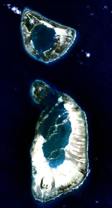 Satellitenbild der Alphonse-Gruppe.Oben das Alphonse-Atoll, unten das Saint-François-Atoll