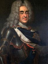 König August II. im Harnisch und Hermelinmantel sowie mit der Schärpe des Ordens vom Weißen Adler und dem Orden vom Goldenen Vlies