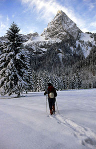 Nordwand des Geiselstein im Winter