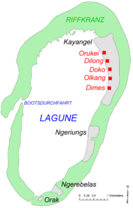 Karte des Kayangel-Atolls