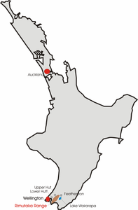 Nordinsel Neuseelands mit Lage der Rimutaka Range