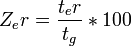 Z_er = \frac{t_er}{t_g} * 100