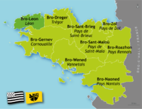 Übersichtskarte mit der Lage des Pays de Léon im Nordwesten der Bretagne