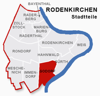 Lage des Stadtteils Godorf im Stadtbezirk 2