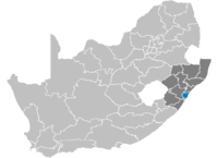 Lage Durbans in Südafrika (blau