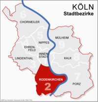 Abgrenzung des Stadtbezirks Rodenkirchen in Köln
