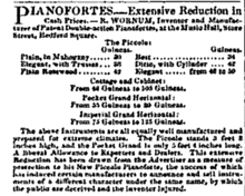 Advertisement and cash prices for Robert Wornum & Sons, piano manufacturers.jpg.png