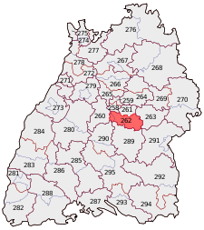 Lage des Bundestagswahlkreises Nürtingen in Baden-Württemberg