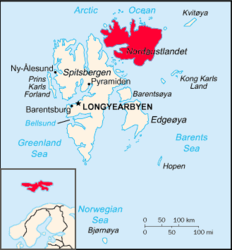 Lage von Nordostland (Nordaustlandet)