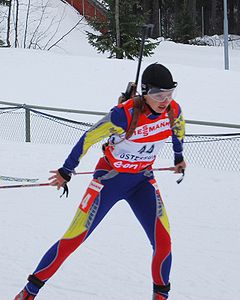 Natalja Lewtschenkowa während der Biathlon-WM 2008 in Östersund.