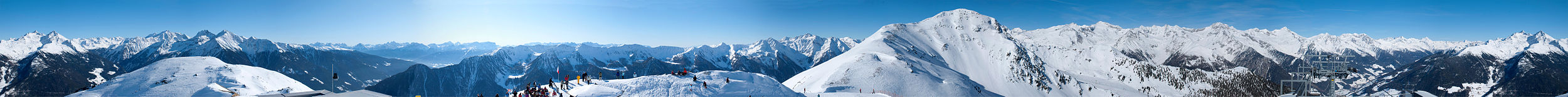 360° Panorama von der Bergstation Sonnklar (2.400m), Skigebiet Speikboden