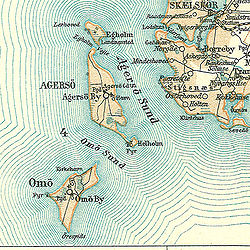 Egholm als separate Insel auf einer Karte von ca. 1900
