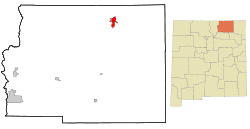 Colfax County New Mexico Incorporated and Unincorporated areas Raton Highlighted.svg