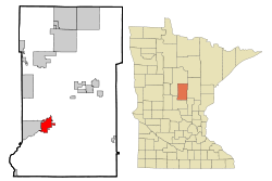 Crow Wing County Minnesota Incorporated and Unincorporated areas Brainerd Highlighted.svg