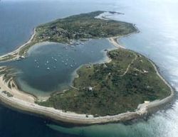 Luftaufnahme der Hauptinsel Cuttyhunk