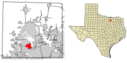 Denton County Texas Incorporated Areas Bartonville highlighted.svg