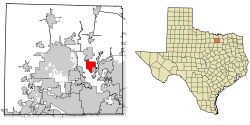 Denton County Texas Incorporated Areas Oak Point highlighted.svg