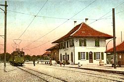 Postkarte der Station Bätterkinden im Jahre 1916