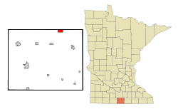 Faribault County Minnesota Incorporated and Unincorporated areas Minnesota Lake Highlighted.svg