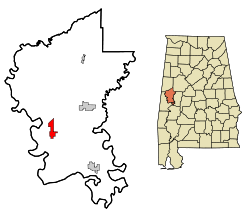 Greene County Alabama Incorporated and Unincorporated areas Boligee Highlighted.svg