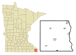 Houston County Minnesota Incorporated and Unincorporated areas Eitzen Highlighted.svg