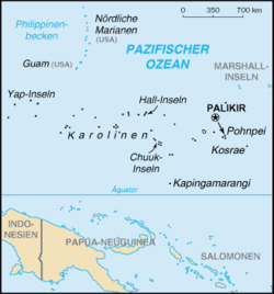 Mikronesien mit Lage der Karolinen