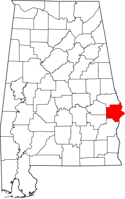 Karte von Russell County innerhalb von Alabama