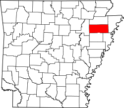 Karte von Poinsett County innerhalb von Arkansas
