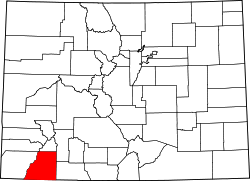 Karte von La Plata County innerhalb von Colorado