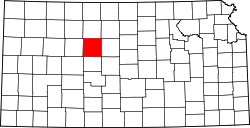 Karte von Ellis County innerhalb von Kansas