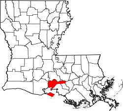 Karte von Iberia Parish innerhalb von Louisiana