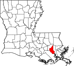 Karte von Saint Charles Parish innerhalb von Louisiana