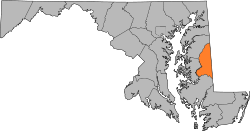 Karte von Caroline County innerhalb von Maryland