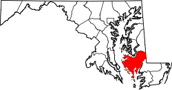 Karte von Dorchester County innerhalb von Maryland