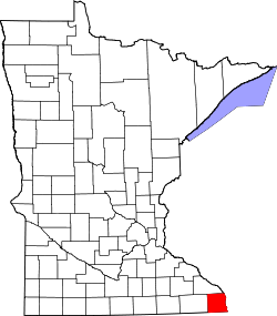 Karte von Houston County innerhalb von Minnesota