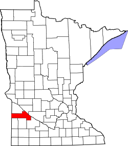 Karte von Yellow Medicine County innerhalb von Minnesota