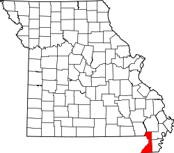 Karte von Dunklin County innerhalb von Missouri